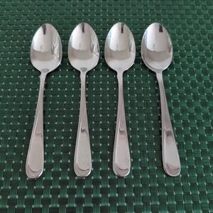Oneida FLIGHT RELIANCE Teaspoons Set Lot of 4 Stainless USA Glossy Vintage